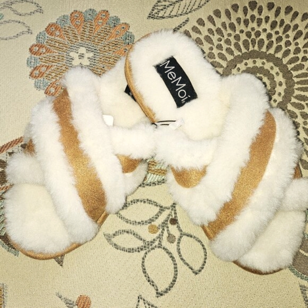 🔥HP🔥 NWT MeMoi Women's Serina Slide-On Plush Slippers in Ivory Size S - Picture 2 of 11